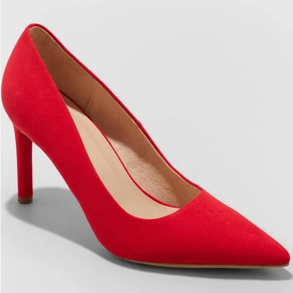 Coral Red Suede Pumps